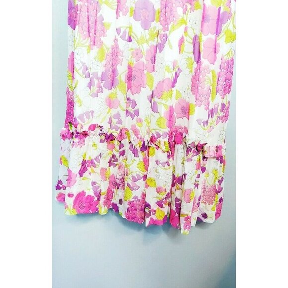 Vintage 1970s Handmade Long Sleeve Floral Empire Waist Dress Chiffon Modest XS - Picture 3 of 5